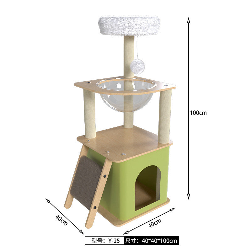 CatTree Wooden Cat Tree Tower Cat Scratching Post House Condo Y25