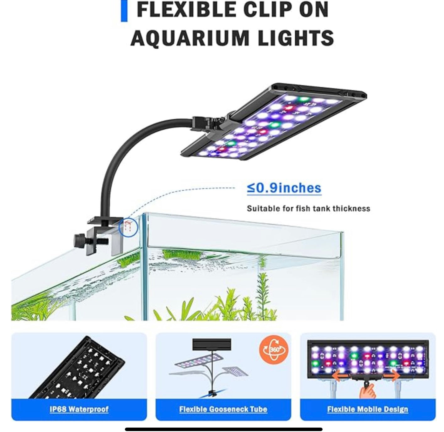 MagicalPet Aquarium White&Blue&Red&Green LED Light For 30-45cm/12-18inch Fish Tank HS-168-12W