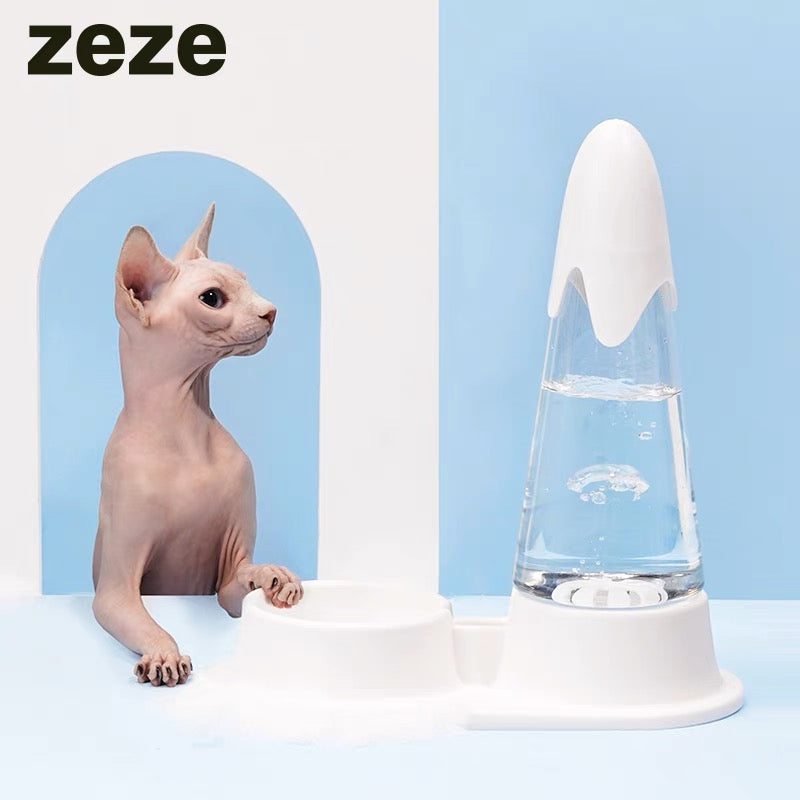 ZEZE White Aqua Flowing Water Pet Water Fountain For Cats Dogs