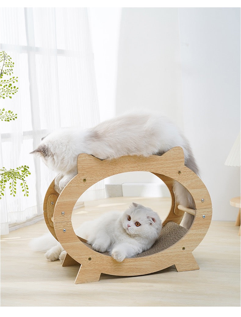 MiaoFairy Circle Wood Cute Cat Scratcher Bed