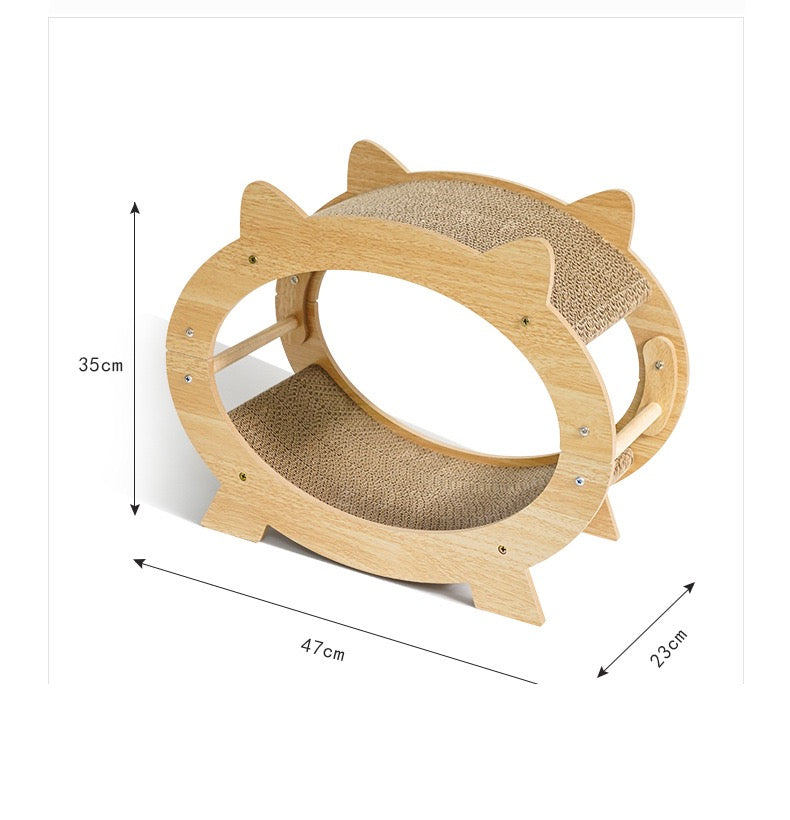 MiaoFairy Circle Wood Cute Cat Scratcher Bed