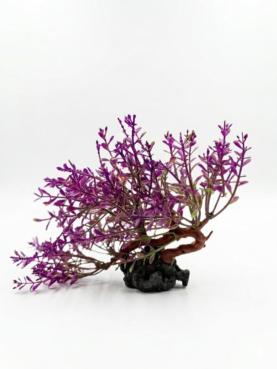 Trailing Purple Bonsai-Style Artificial Aquarium Plant Fish Tank Decoration