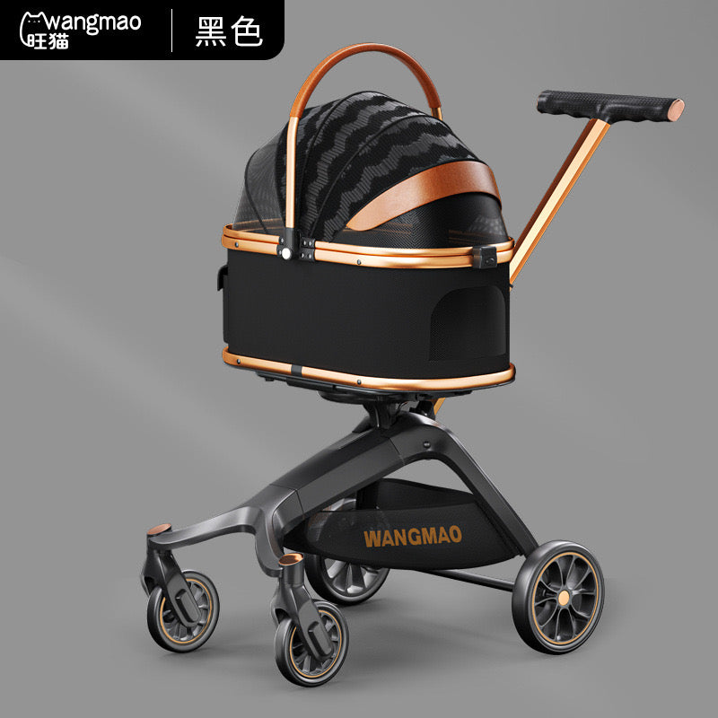 Bello Luxury Large 3 in 1 Pet Stroller with Detachable Carrier For Cats And Dogs VM06 Black