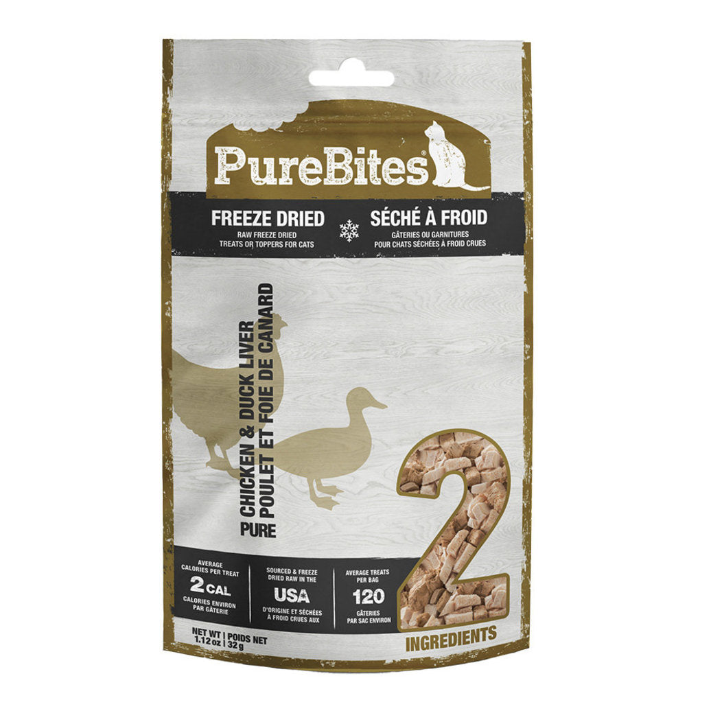 PureBites Freeze-Dried Chicken & Duck Liver Cat Food Treat 32g