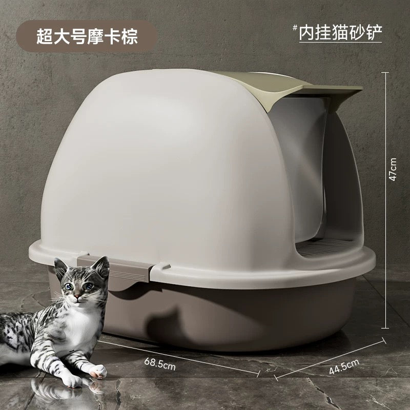 Hoopet Split Hood And Front Door Flap Cat Litter Box Enclosure With Scoop