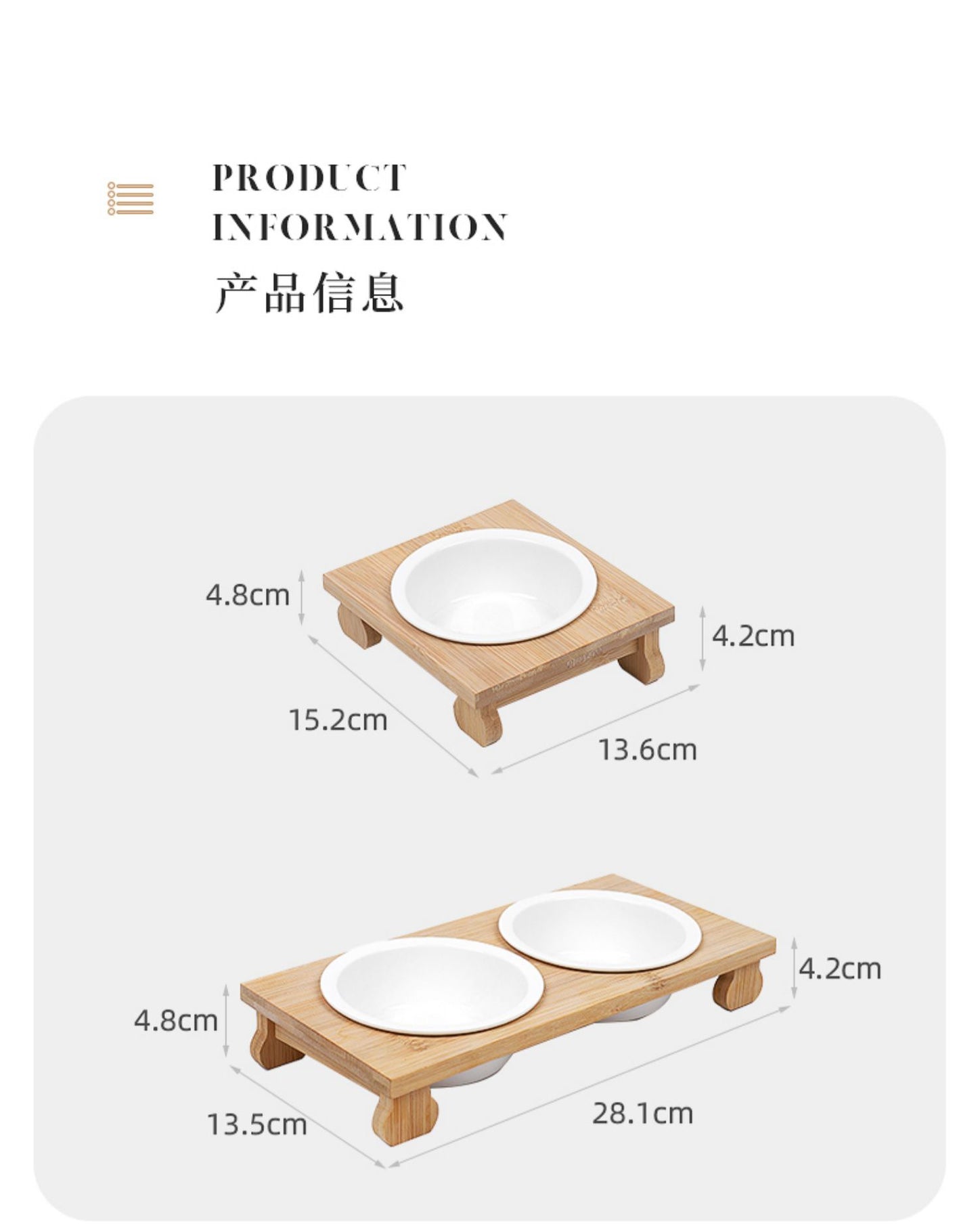 MiaoFairy Kitten Puppy Wooden Double Ceramic Pet Bowls