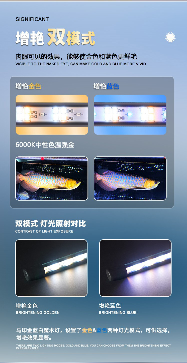 MAYIN GBW Series Aquarium Waterproof Arowana LED Light 72cm/112cm/142cm/172cm