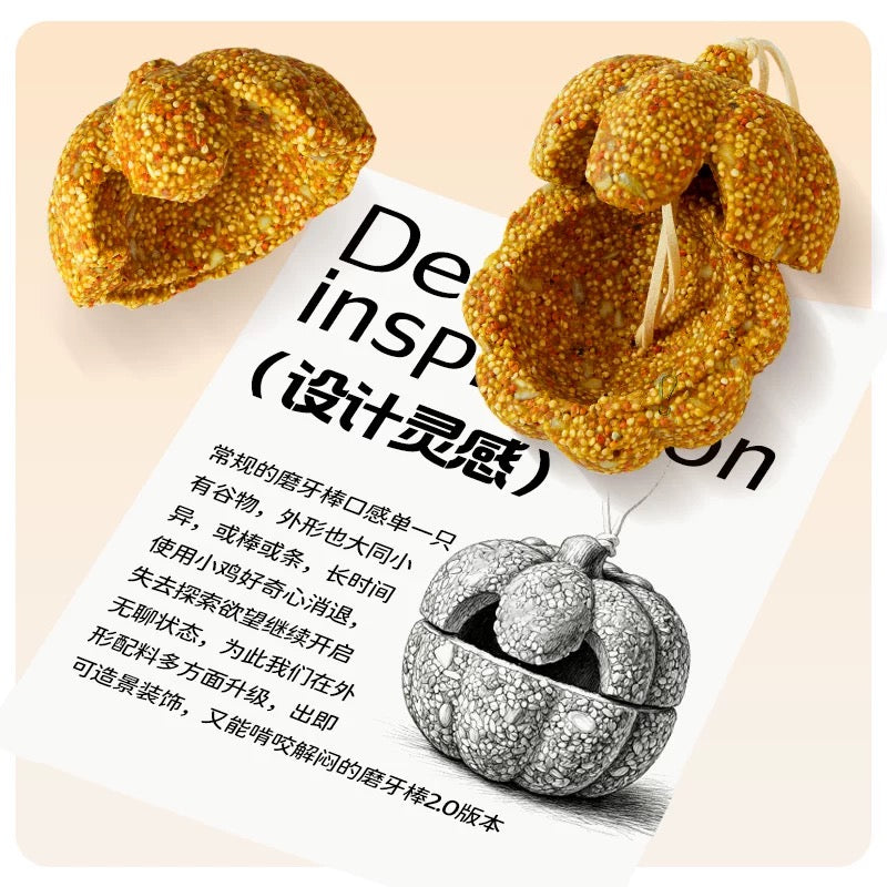 YEE Crispy Pumpkin Parrot Treat, Nutritious Beak Grinding Foraging Toy for Parakeets Cockatiels Lovebirds