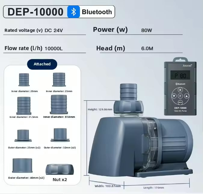 Jebao/Jecod DEP-10000 Aquarium Fish Tank Frequency Conversion Silent Fish Pond Pump Amphibious Circulation Pump (APP Operation)