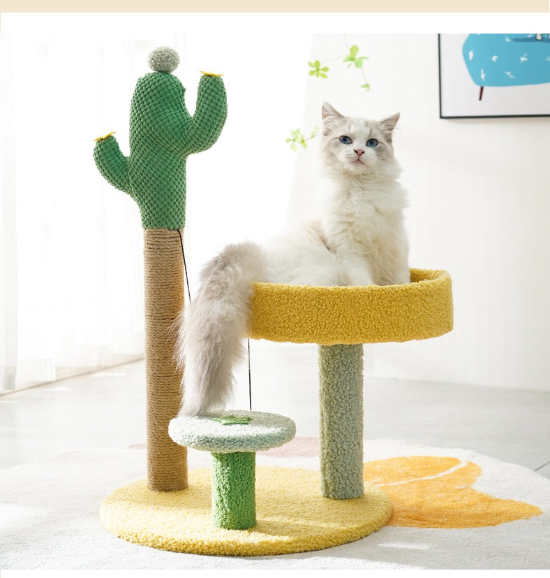 MiaoFairy Cactus Climbing Playing Cat Scratching Post Cute Cat Tree House