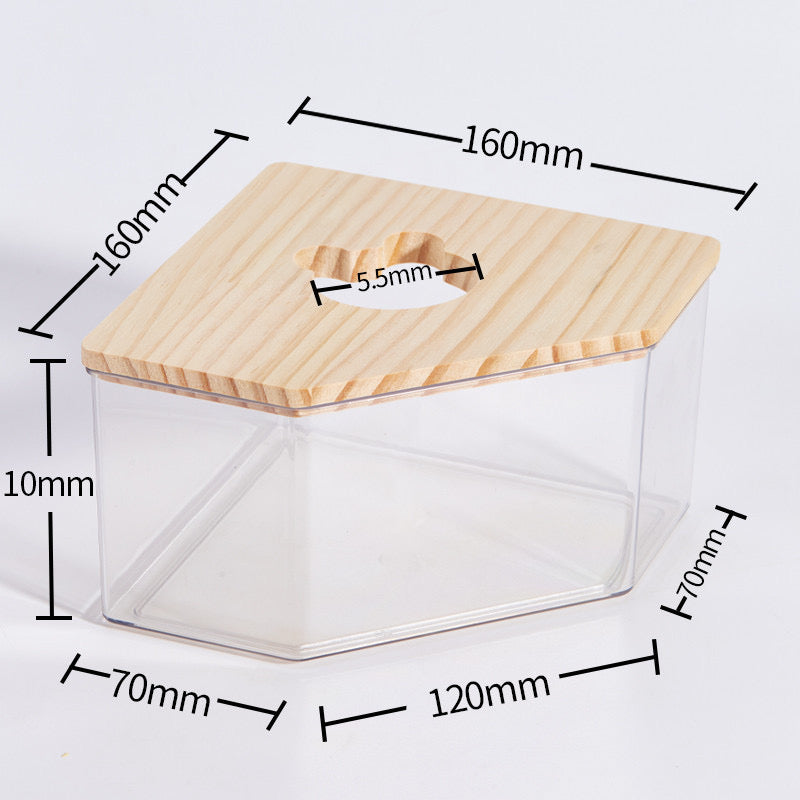Yee Hamster Sand Bath Container With Wood Cover Dust Bath Litter Box For Small Pets