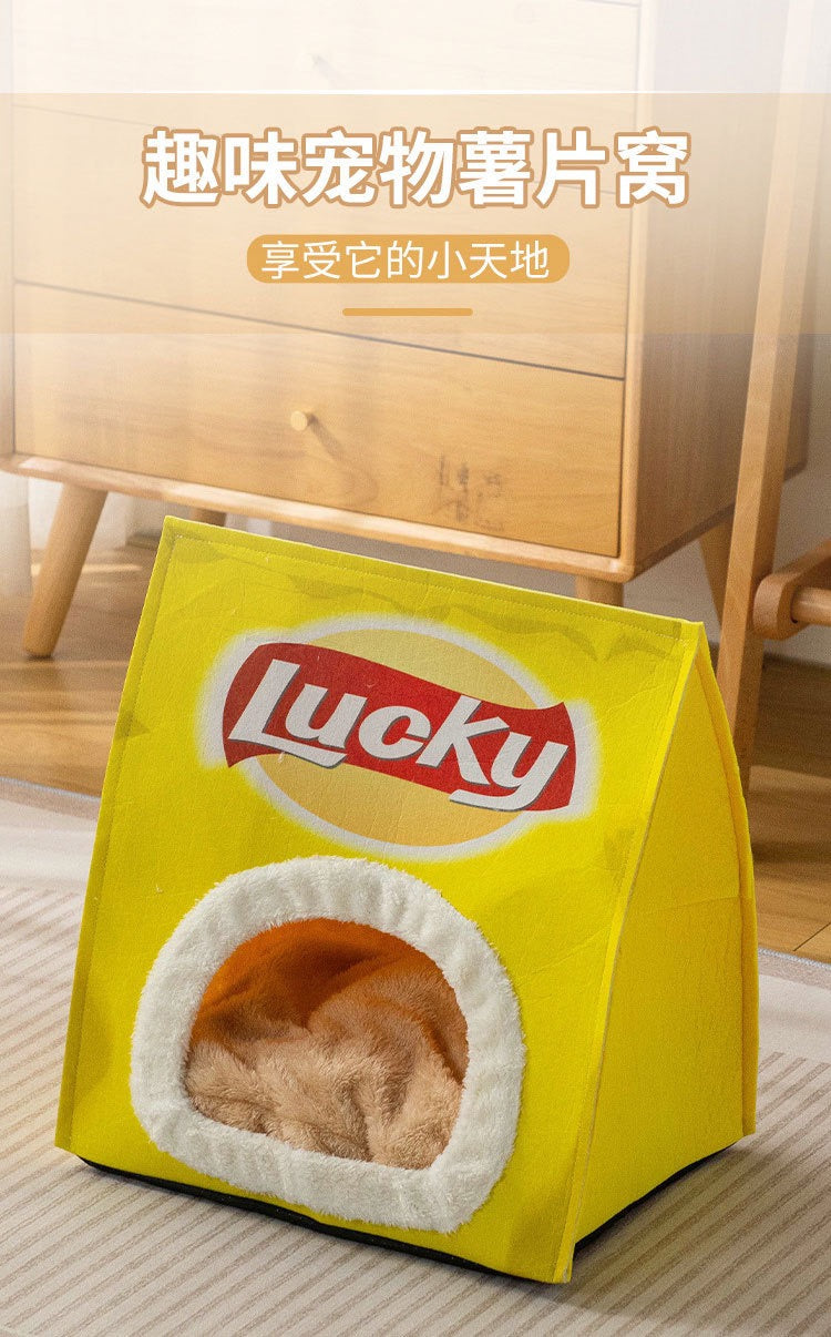 MiaoFairy Large Lucky Potato Chip Shaped Cute And Soft Pet Bed