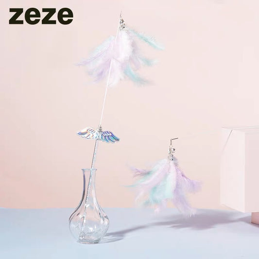 ZEZE Fairy Feather Cat Wand Cat Teaser