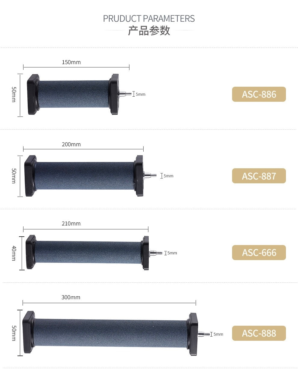 ZHONGLE Air Stone Cylinder Bubble For Hydroponic Systems