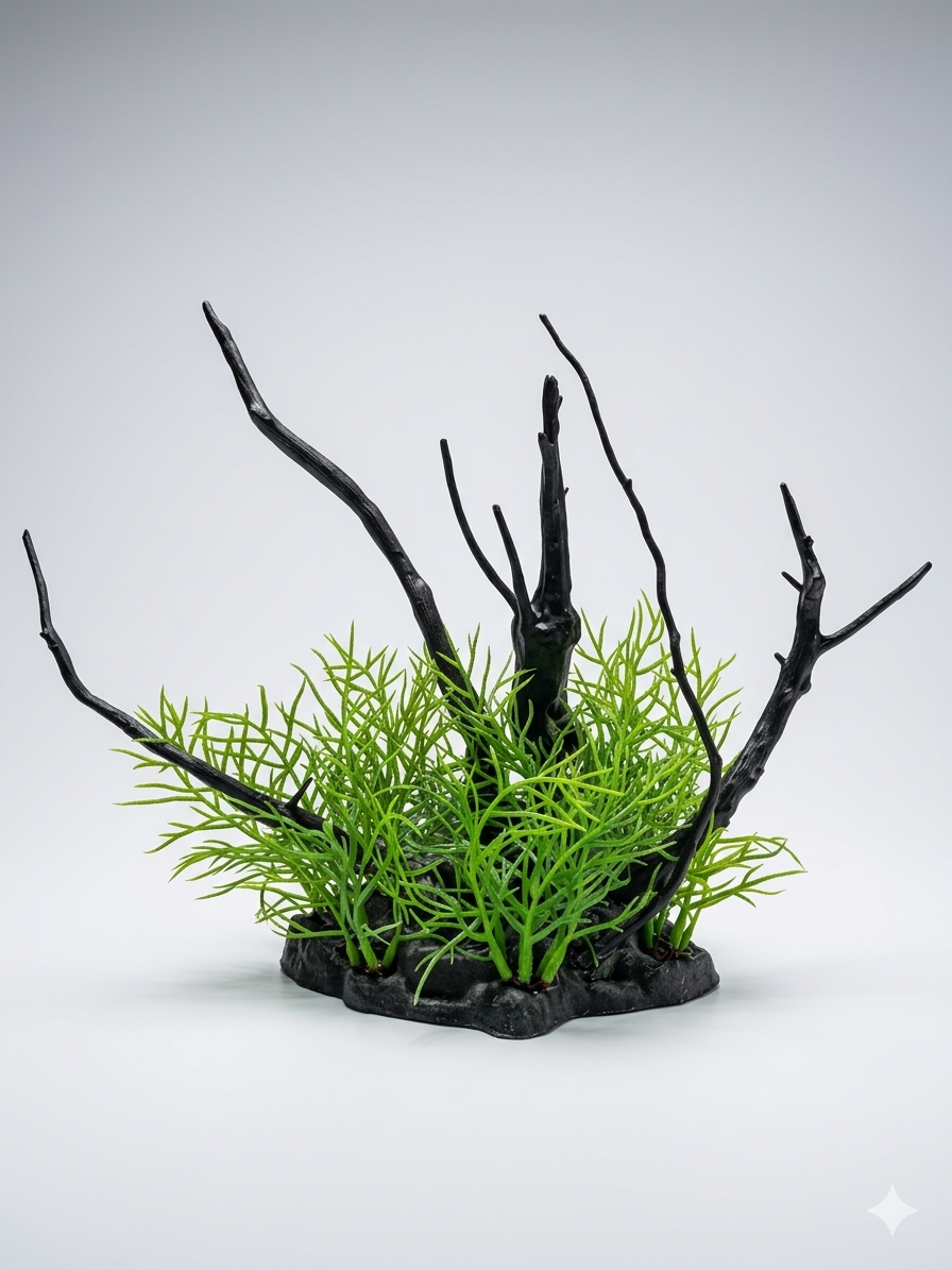 Non-Toxic Colorfast Aquarium Driftwood Fake Grass Decoration