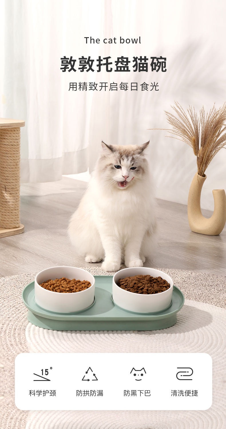 MiaoFairy DunDun Double Ceramic Pet Food Water Bowls