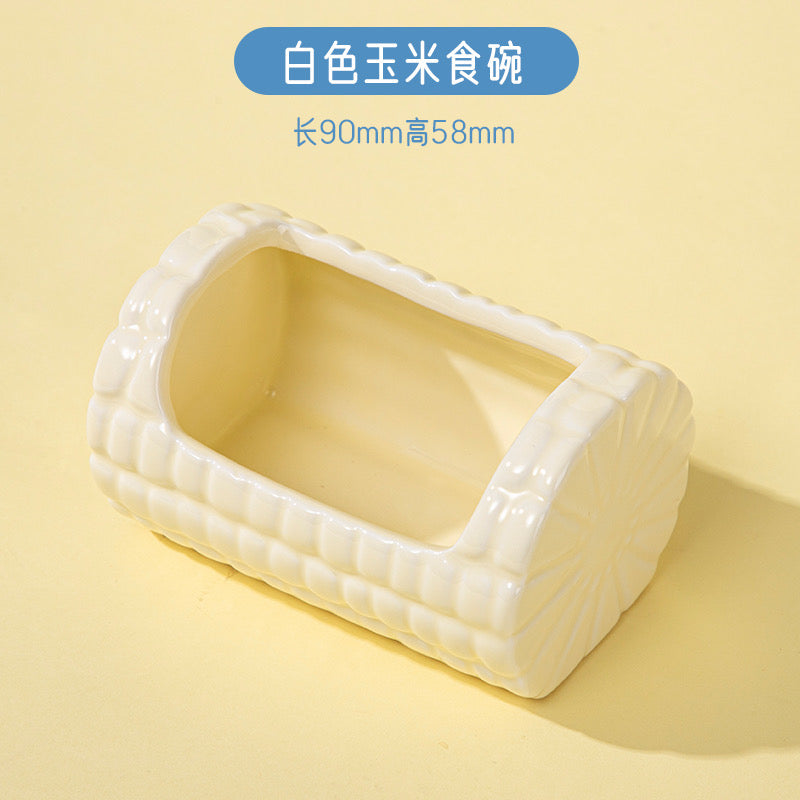 Yee Hamster Corn Shape Ceramic Drinking Bowl Food Dish For Small Pets