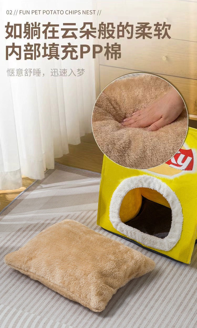 MiaoFairy Large Lucky Potato Chip Shaped Cute And Soft Pet Bed