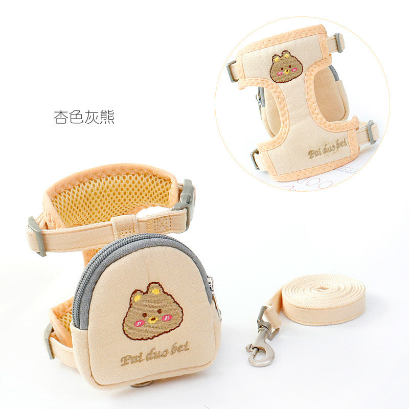 Hoopet Adjustable Breathable Soft Mesh Pet Vest Harness And Leash Set With Snack Bag For Cats Dogs