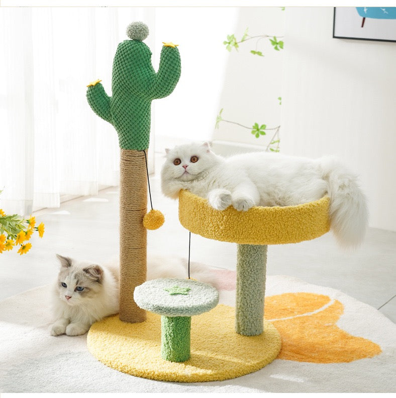 MiaoFairy Cactus Climbing Playing Cat Scratching Post Cute Cat Tree House