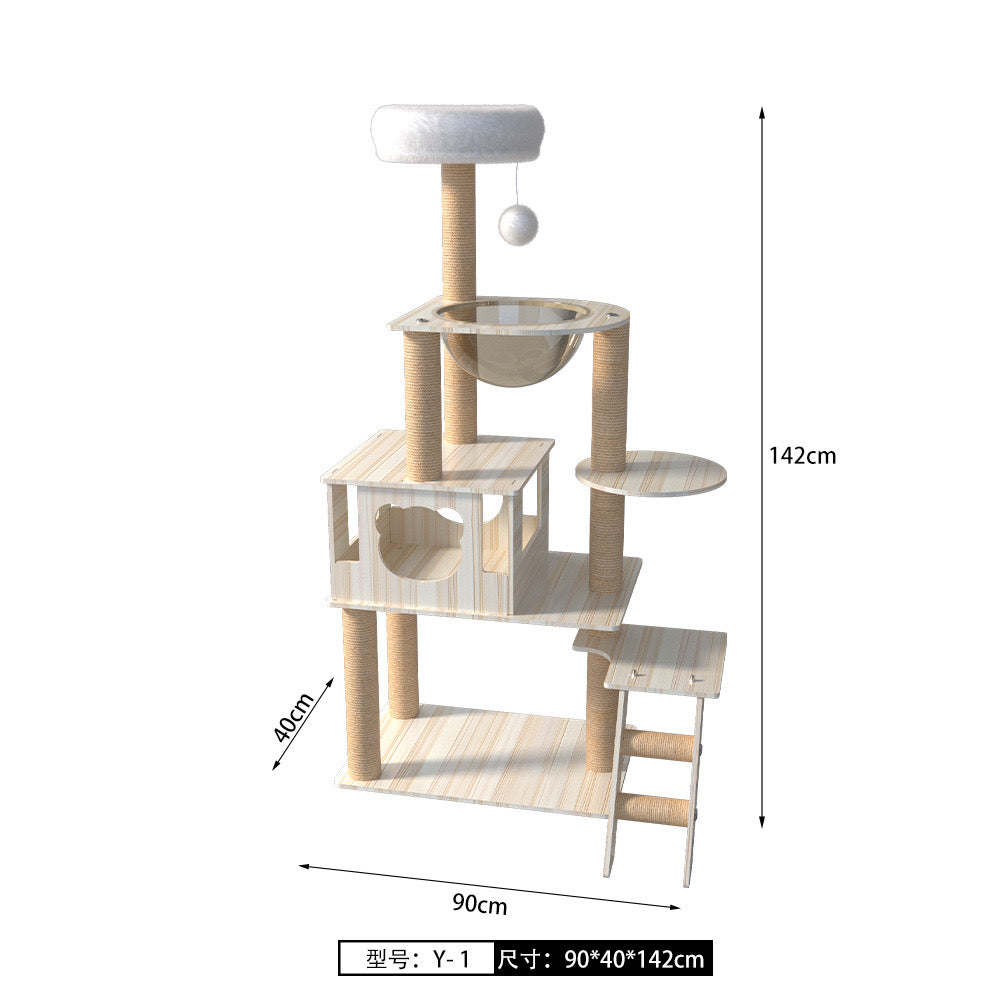 CatTree Morden Wooden Multi-Layer Cat Climbing Scratcher Cat Tree Tower Y1