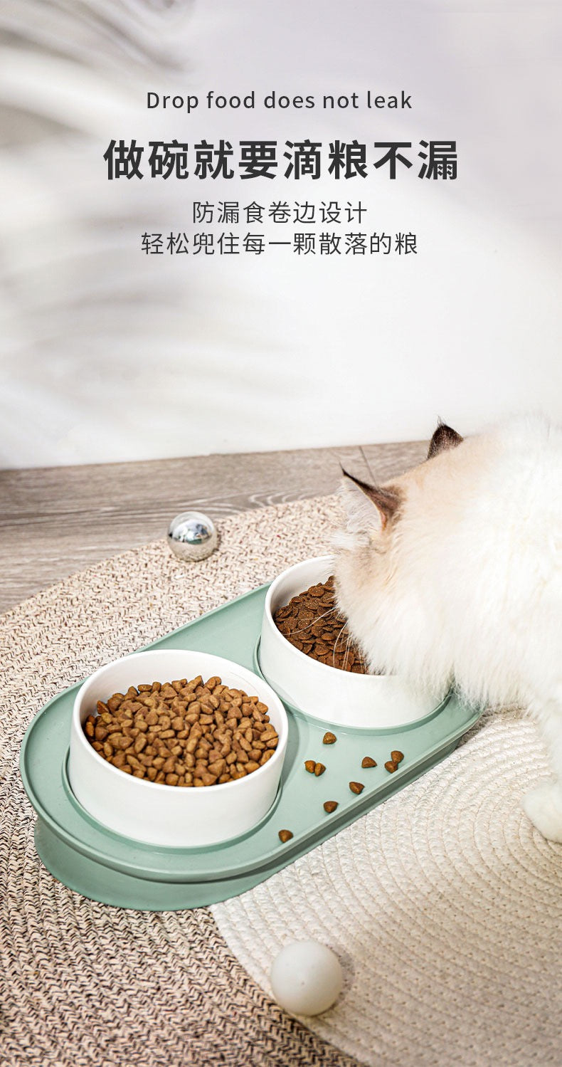 MiaoFairy DunDun Double Ceramic Pet Food Water Bowls