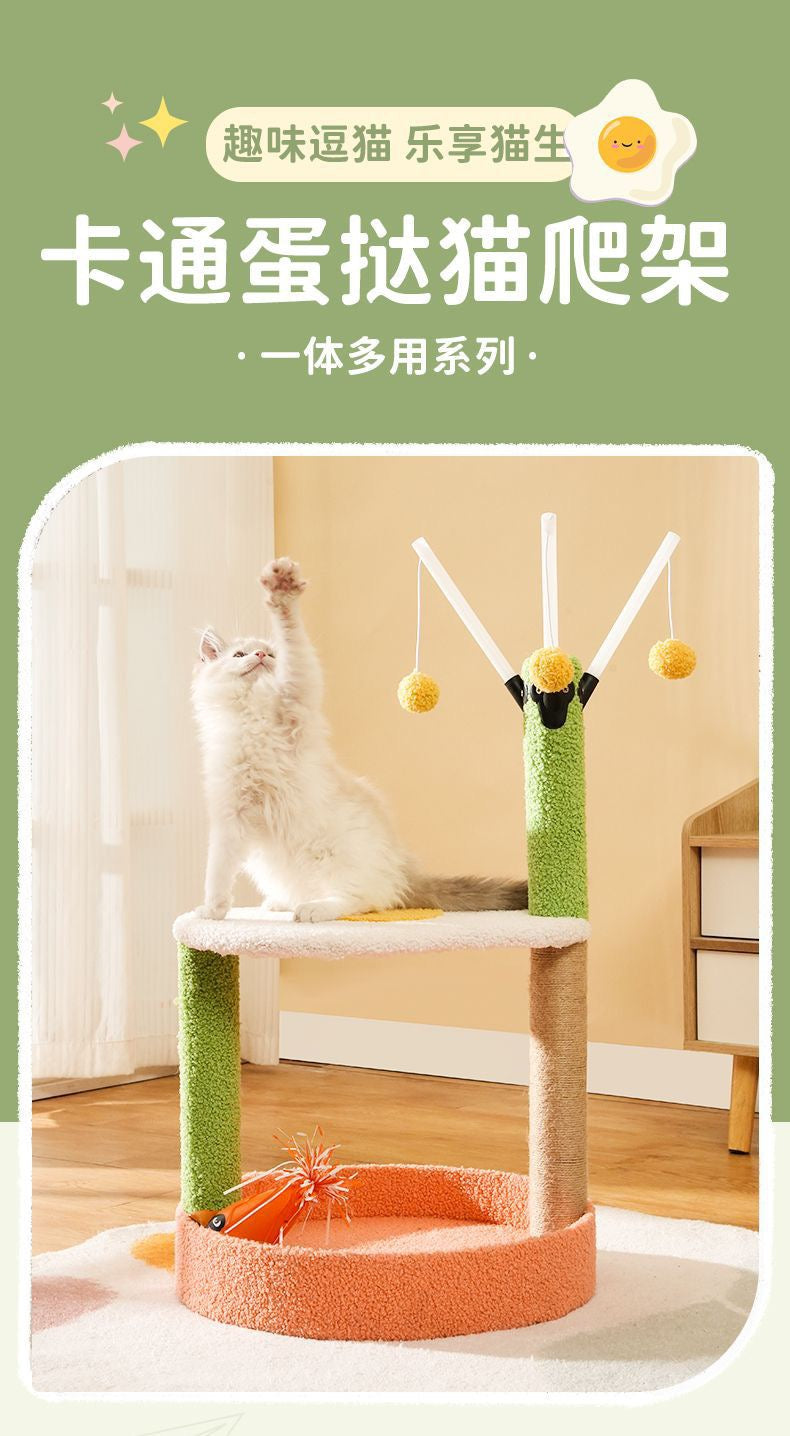 MiaoFairy Tomato Egg Shaped With Dangling Balls Scratching Post And Climbing Cat Tree