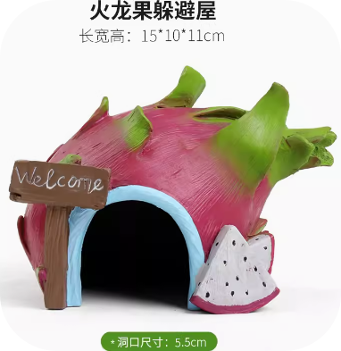 MagicalPet Aquarium Dragon Fruit Molding Resin Cave Ornaments Tank Decoration