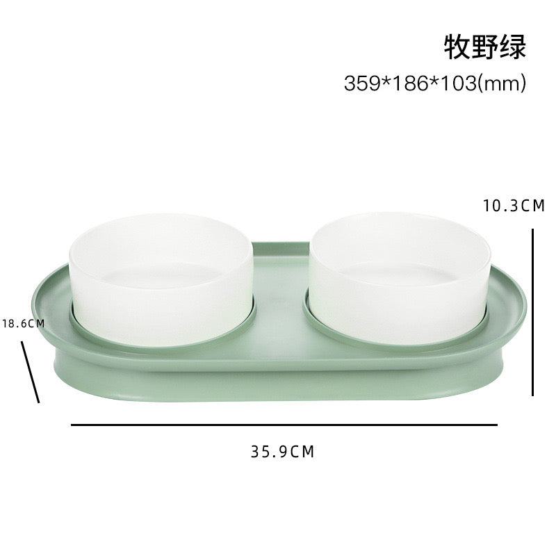 MiaoFairy DunDun Double Ceramic Pet Food Water Bowls