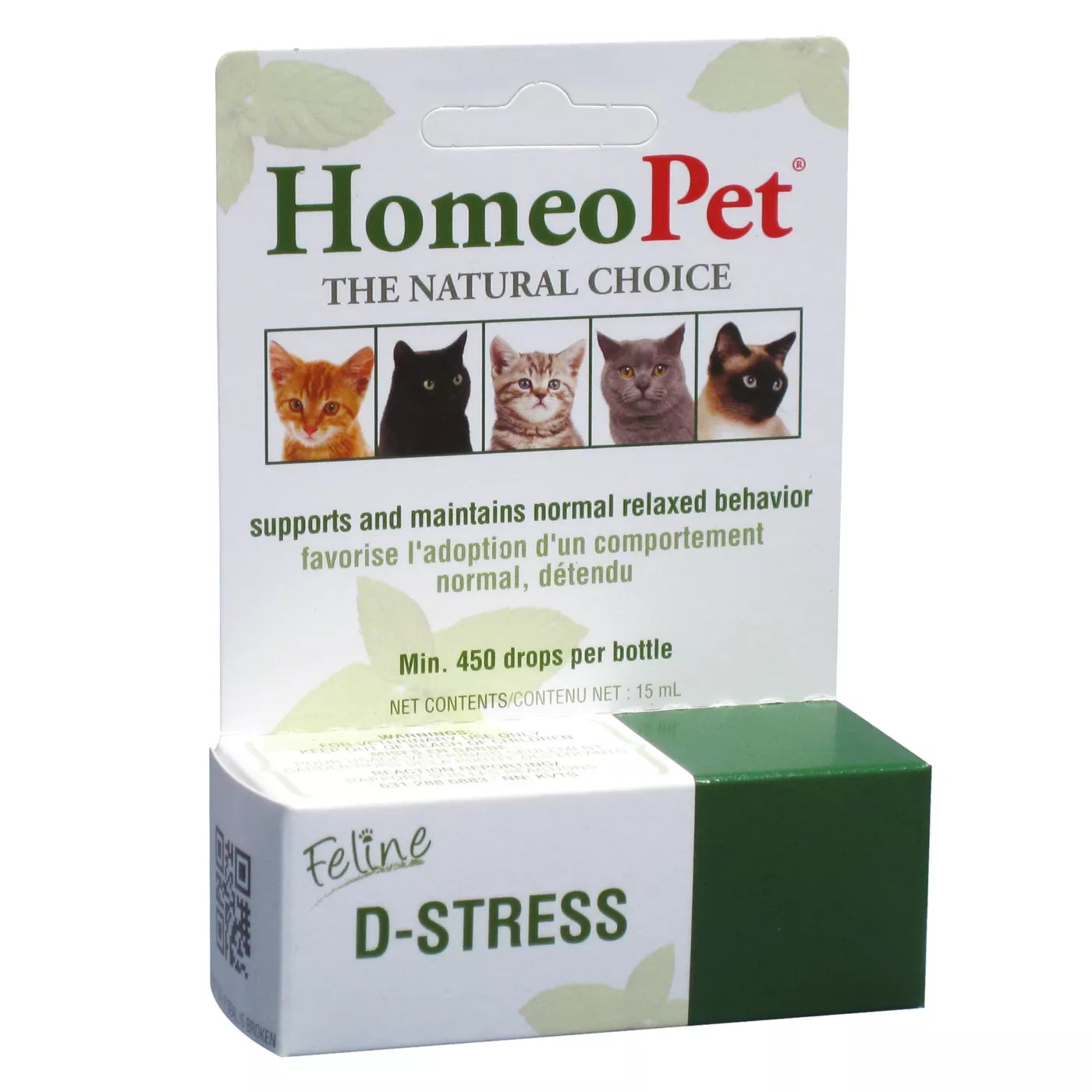 HomeoPet Feline D-Stress Supplement for Cats 15-ml bottle