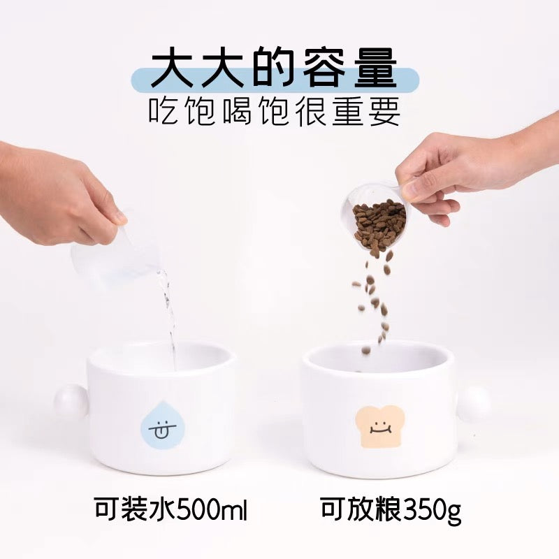 Purlab Cute Ceramic Pet Food Drink Single Bowl
