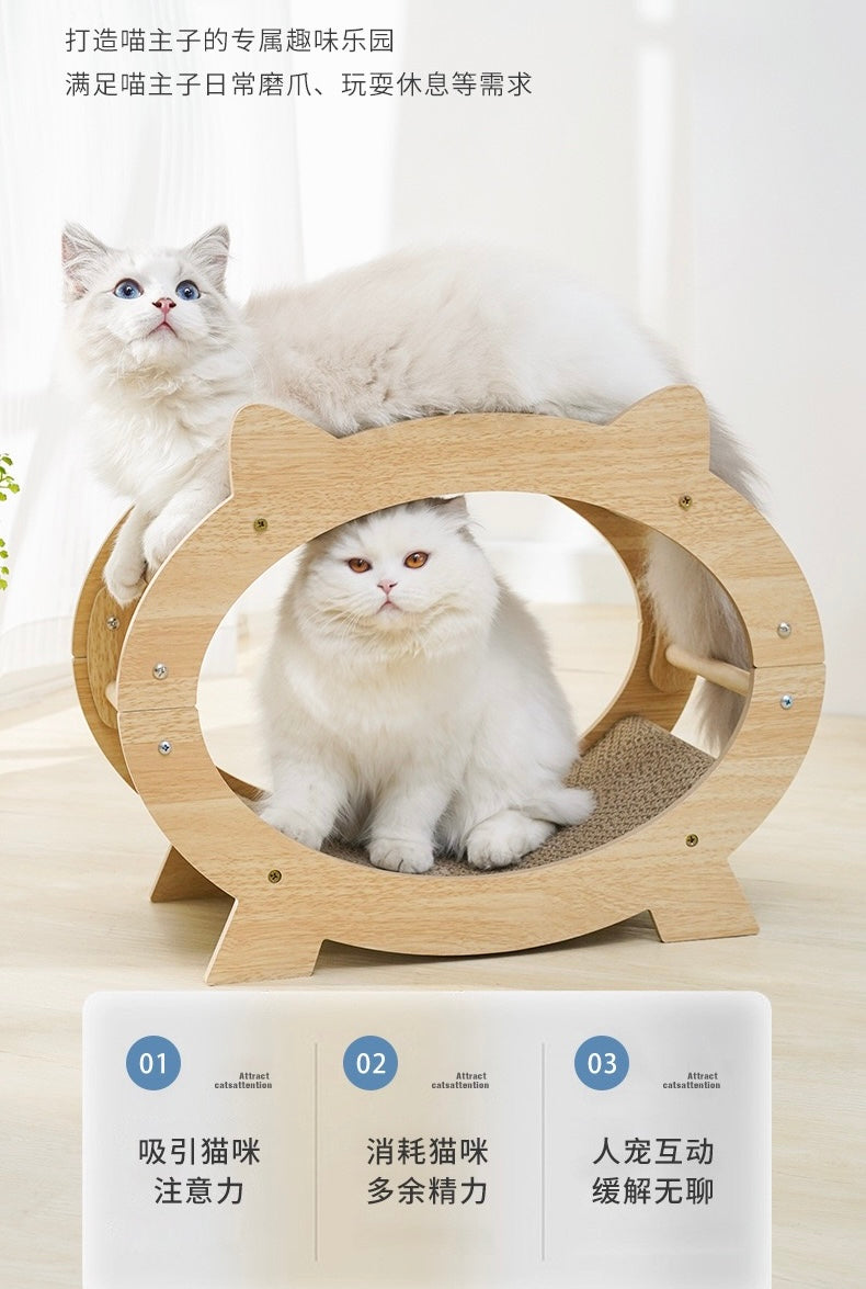 MiaoFairy Circle Wood Cute Cat Scratcher Bed