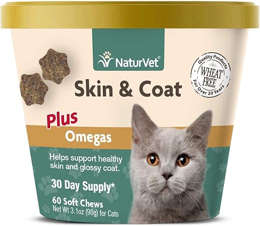 NaturVet Skin & Coat Plus Omegas for Cats 60 Soft Chews