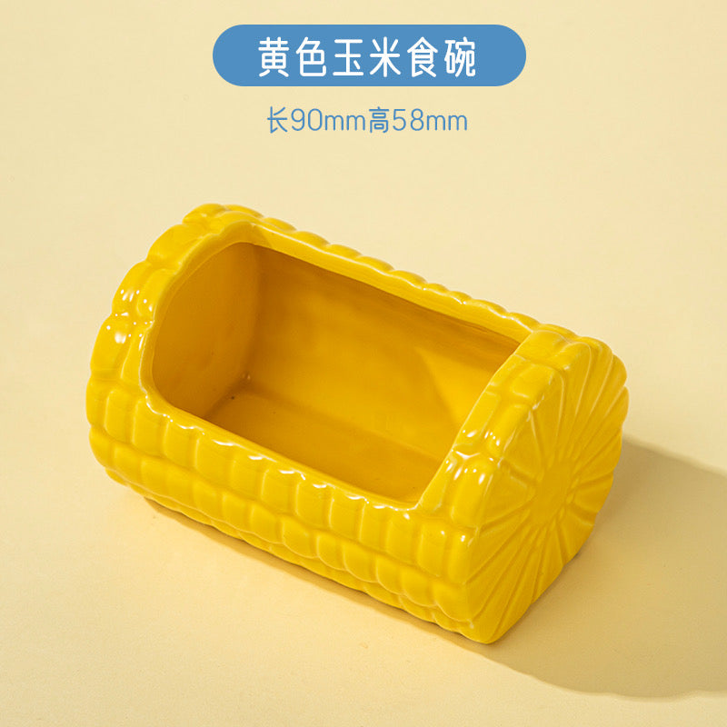Yee Hamster Corn Shape Ceramic Drinking Bowl Food Dish For Small Pets