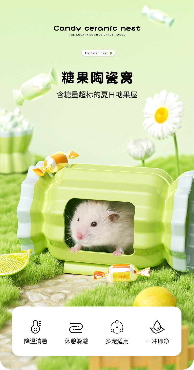 Carno Hamster Candy Shape Hideout Ceramic House For Small Pet