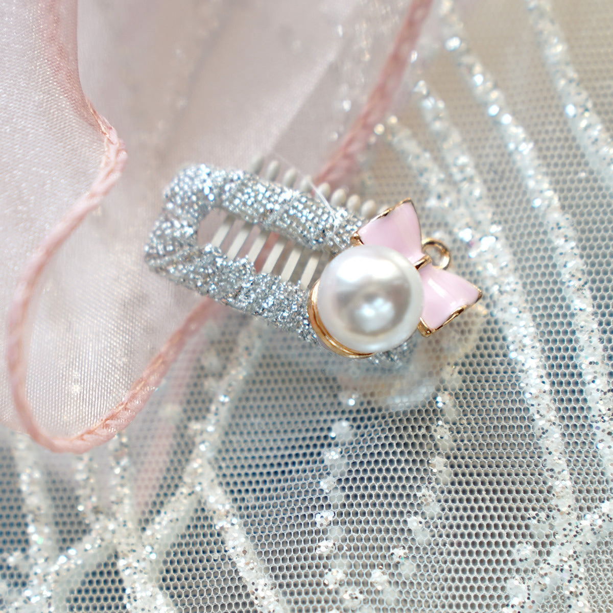 MagicalPet Pink Pearl Headwear Hair Clip Accessory Stylish For Small Dogs