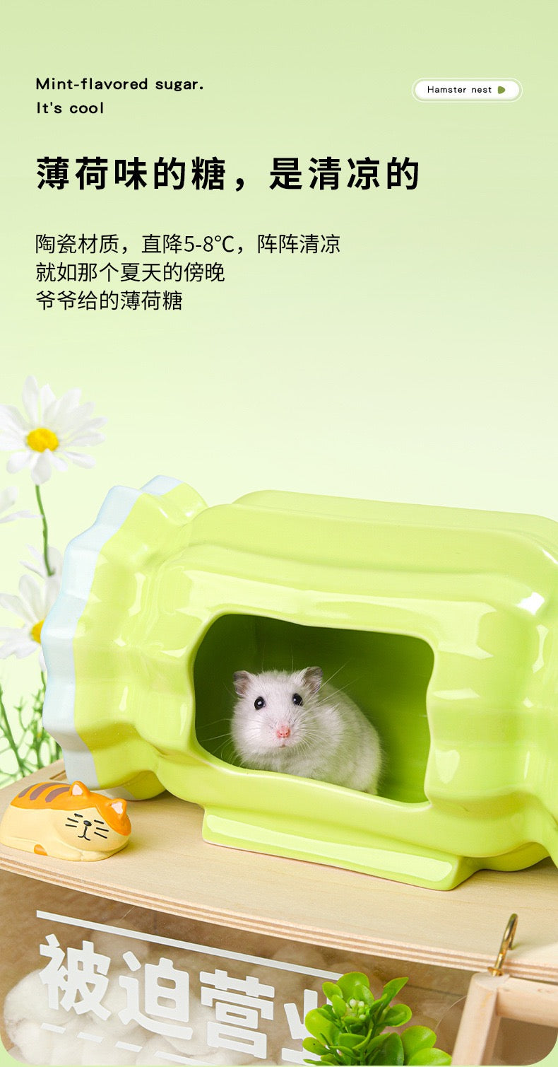 Carno Hamster Candy Shape Hideout Ceramic House For Small Pet