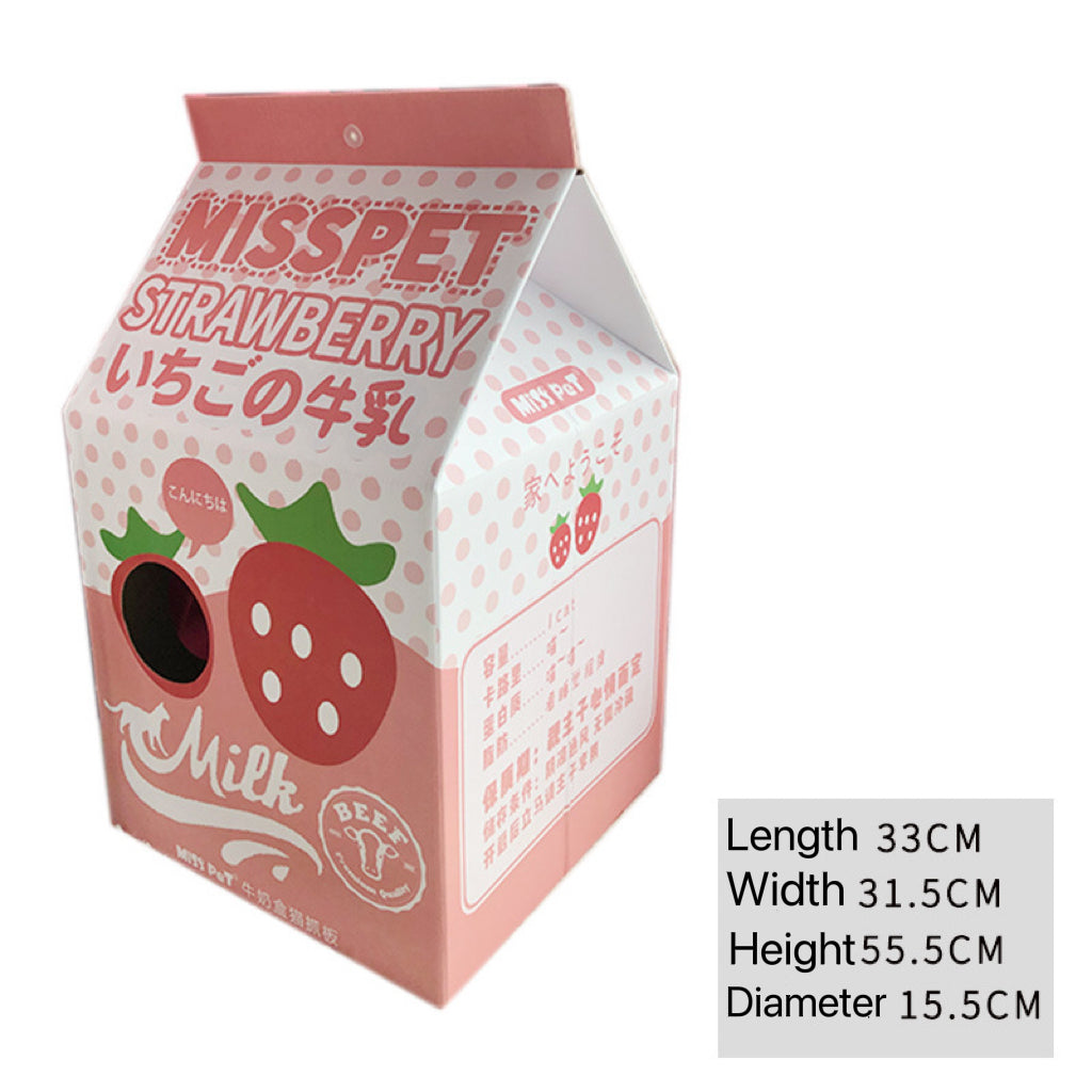 TinyPet Milk Box Shaped Cat Scratching House Bed