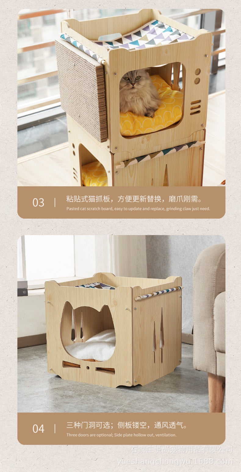 CatTree Wooden Cat Dog Pet House