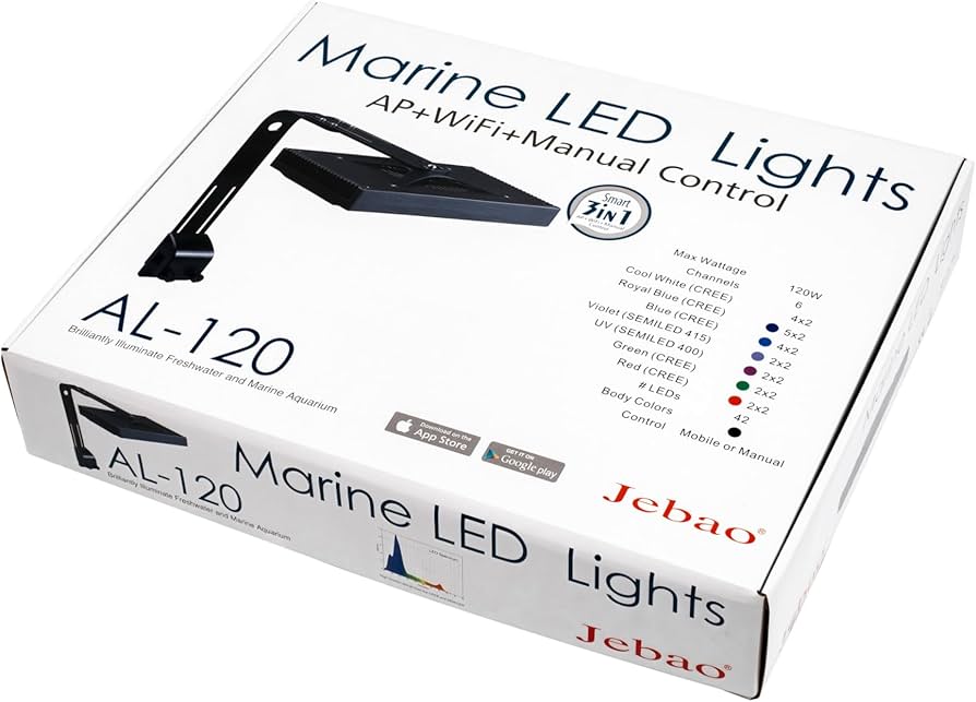Jebao Smart Marine LED Light for Reef Aquarium Fish Tank AL-120