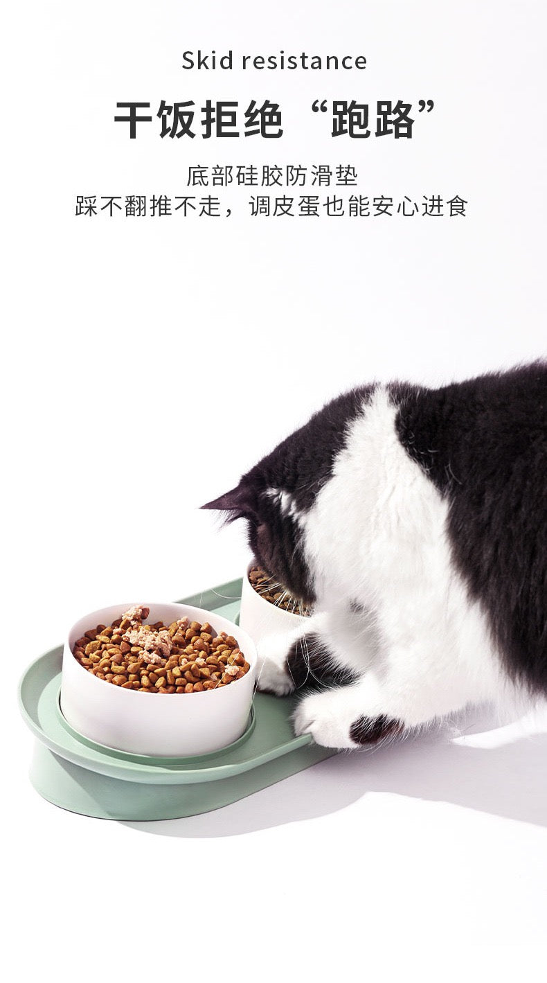MiaoFairy DunDun Double Ceramic Pet Food Water Bowls
