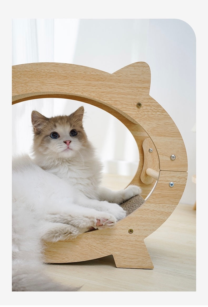 MiaoFairy Circle Wood Cute Cat Scratcher Bed