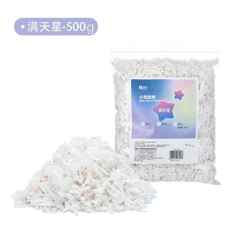 Yee Starry Sky Dust-Free Natural Paper Cotton Small Pet Bedding With Odor Control 500g