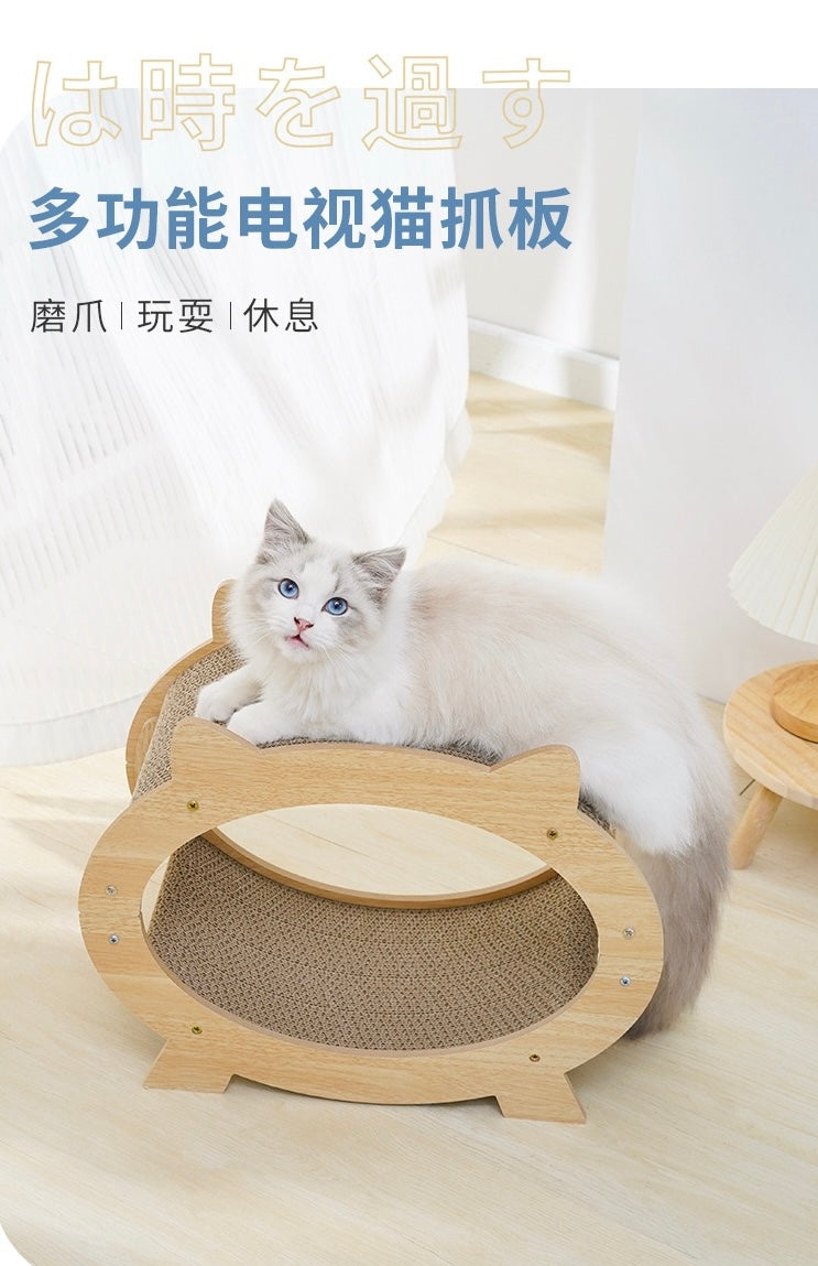 MiaoFairy Circle Wood Cute Cat Scratcher Bed