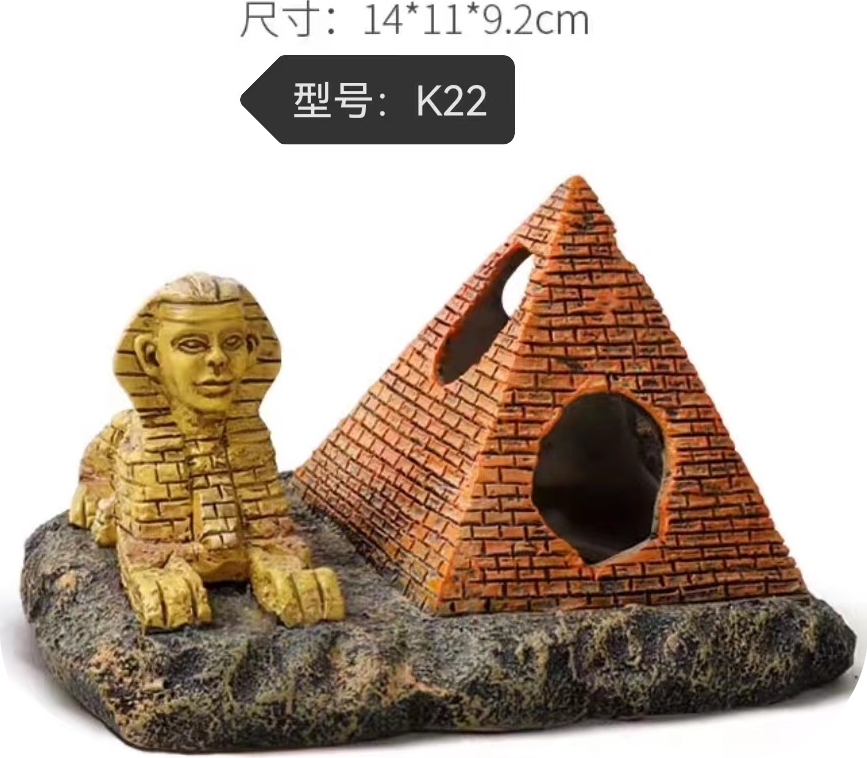 MagicalPet Aquarium Egyptian Pyramid Statue Decoration Ruins Pyramid Sculpture Fish Tank Hideout Cave Ornament