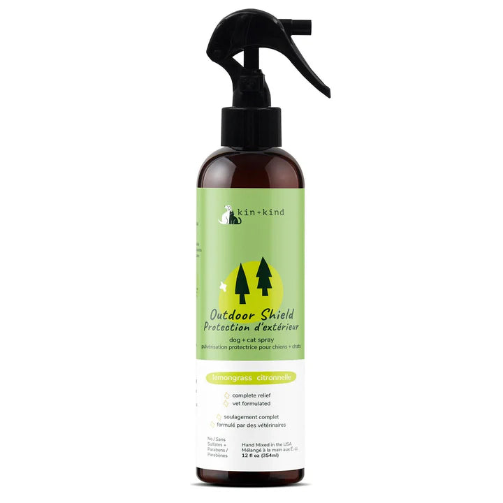 Kin+Kind Flea+Tick Prevent Outdoor Shield Spray - Lemongrass For Dogs And Cats 12floz