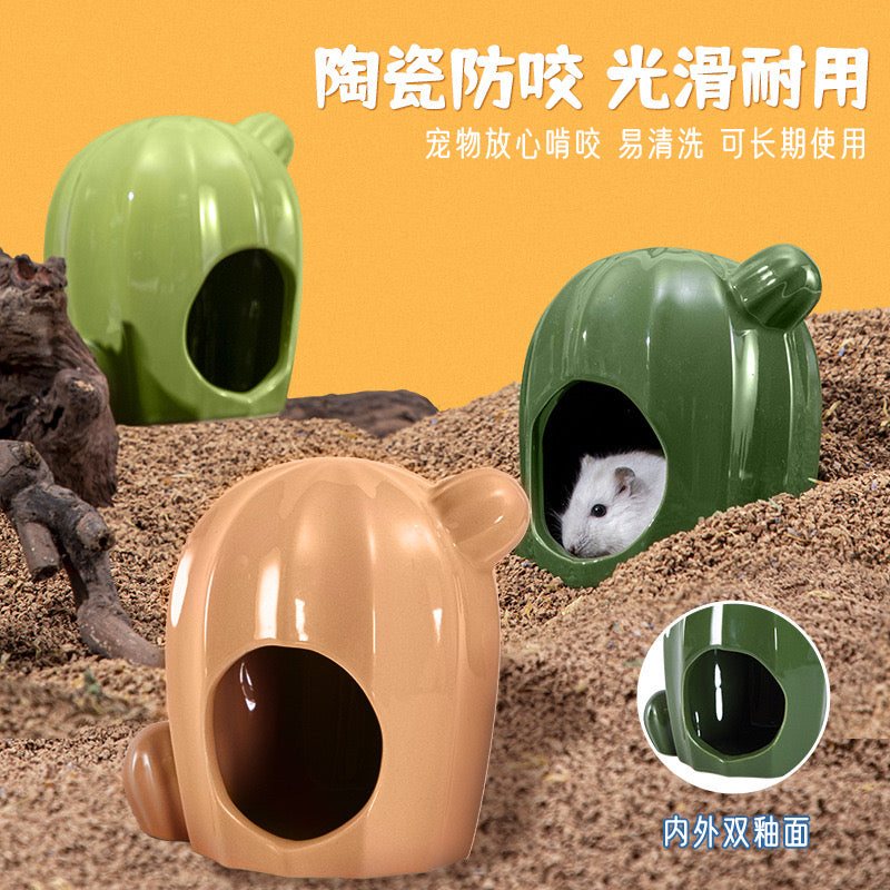 Yee Hamster Cactus Shape Hideout Ceramic House For Small Pets