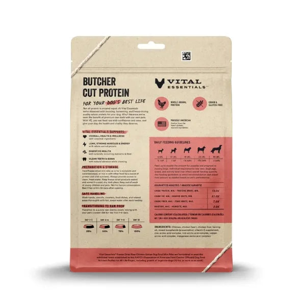 Vital Essentials Freeze-Dried Raw Chicken for Dogs Mini Nibs 14oz