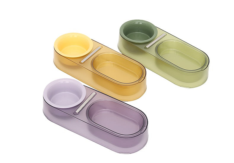 Hoopet Pangdundun Ceramic With Mixing Spoon Double Drink And Food Pets Bowls
