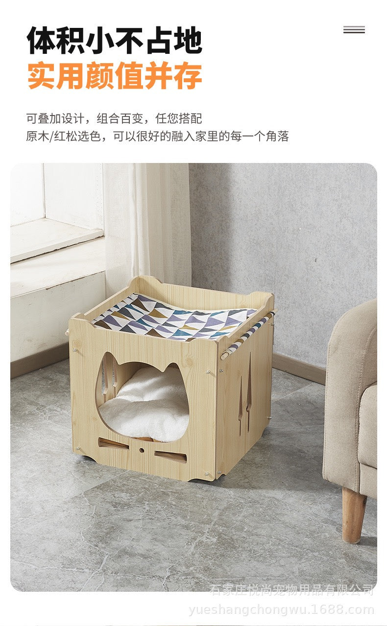 CatTree Wooden Cat Dog Pet House